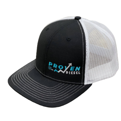 Black & White Snapback Hat (Blue Lettering)