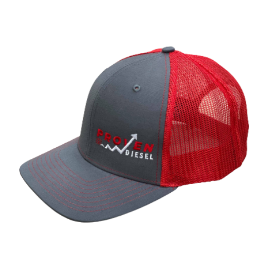 Gray & Red Snapback Hat (Red Lettering)